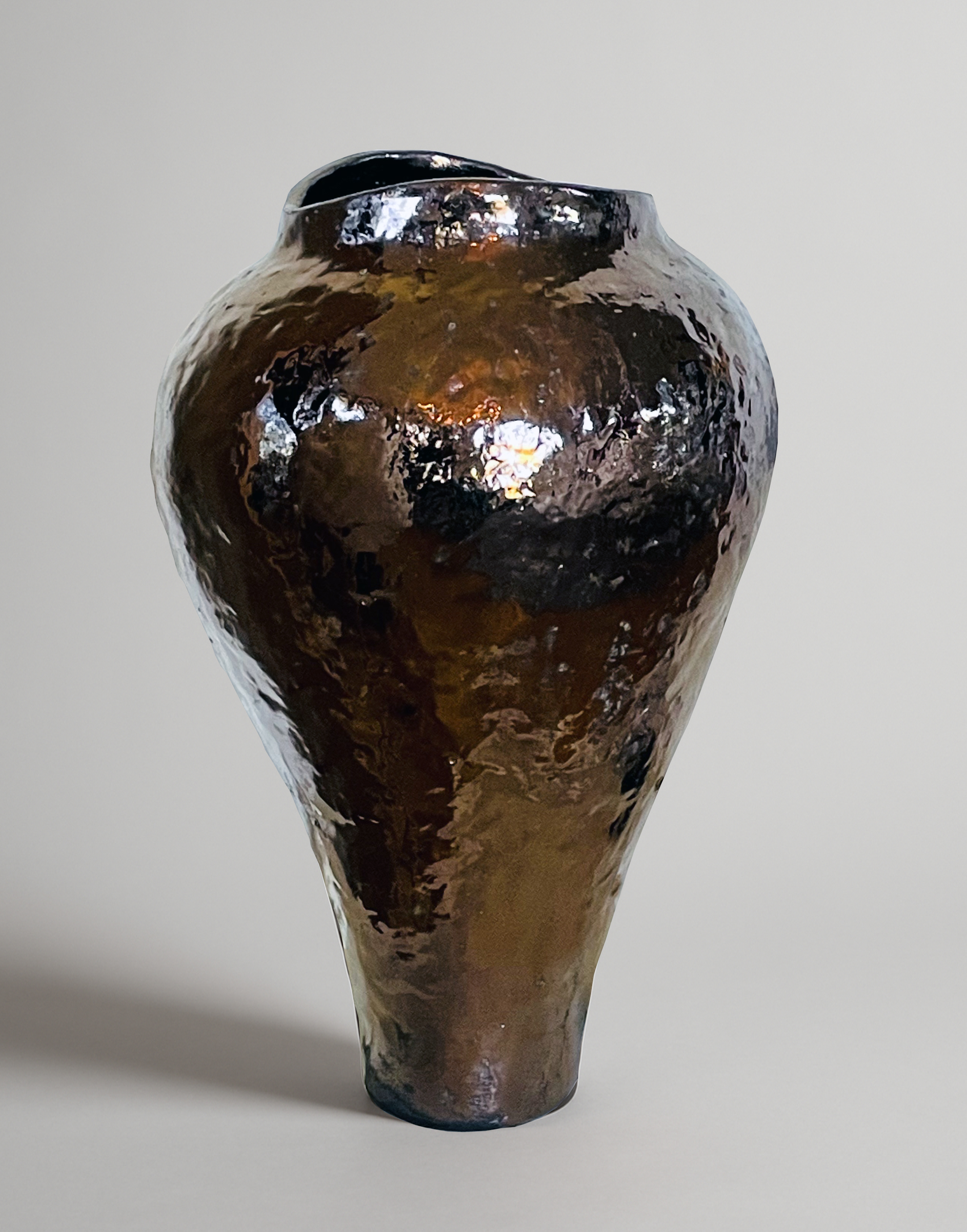 Metallic-glazed ceramic vase, height 53 cm