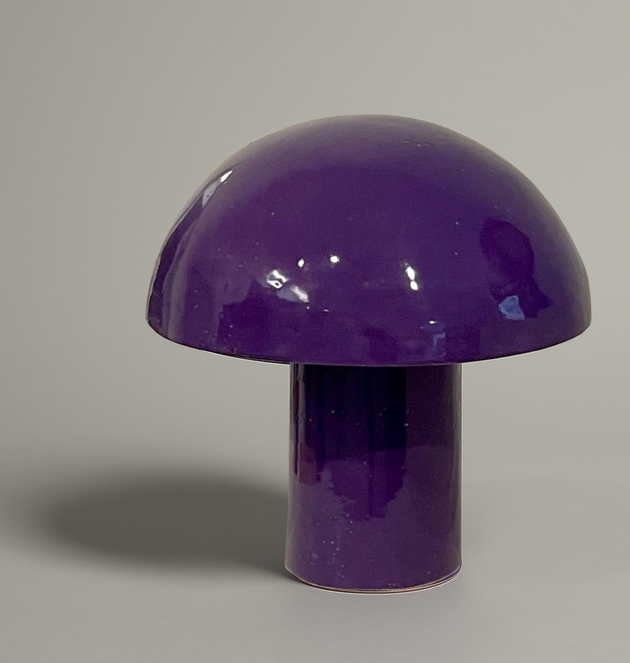 Purple ceramic mushroom lamp #1, height 36 cm