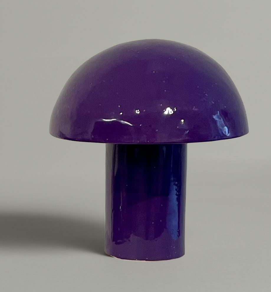 Purple ceramic mushroom lamp #2, height 36 cm