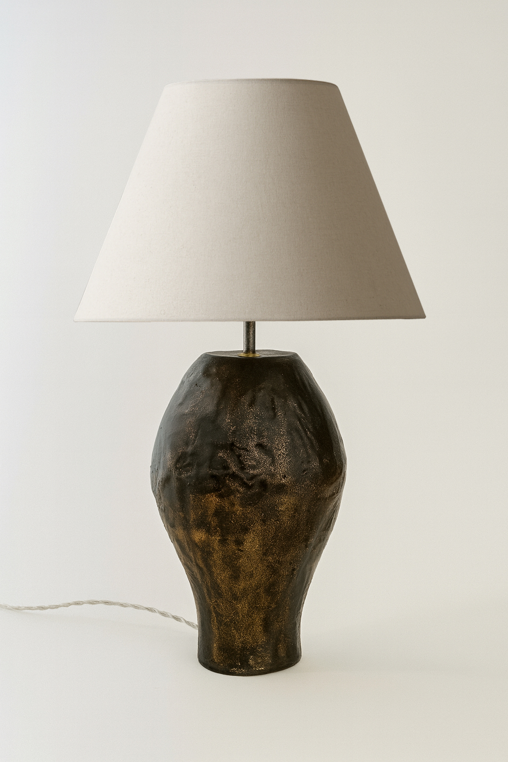 Goldbronze ceramic lamp, height 83 cm