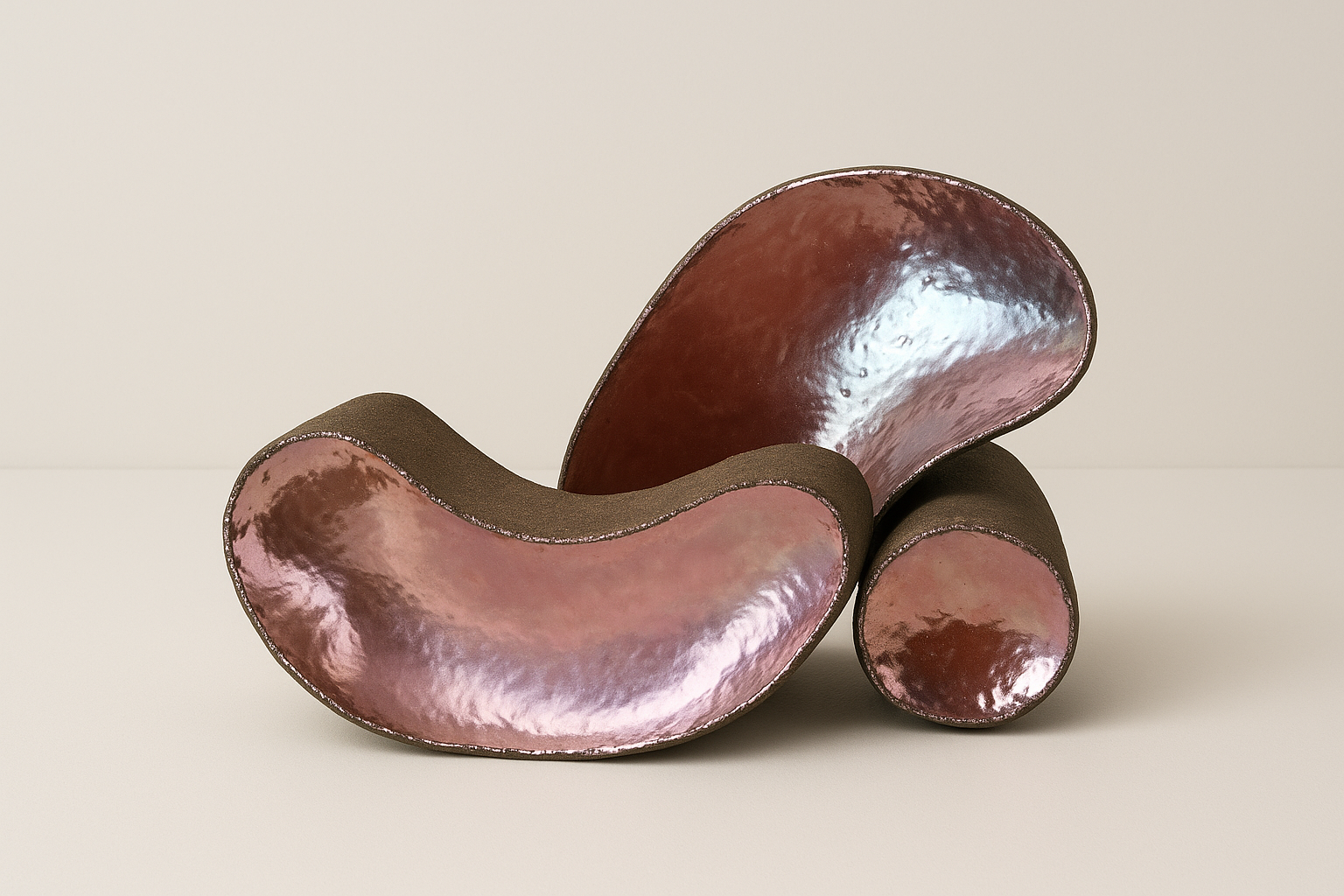 Goldbronze vessel sculpture set #1