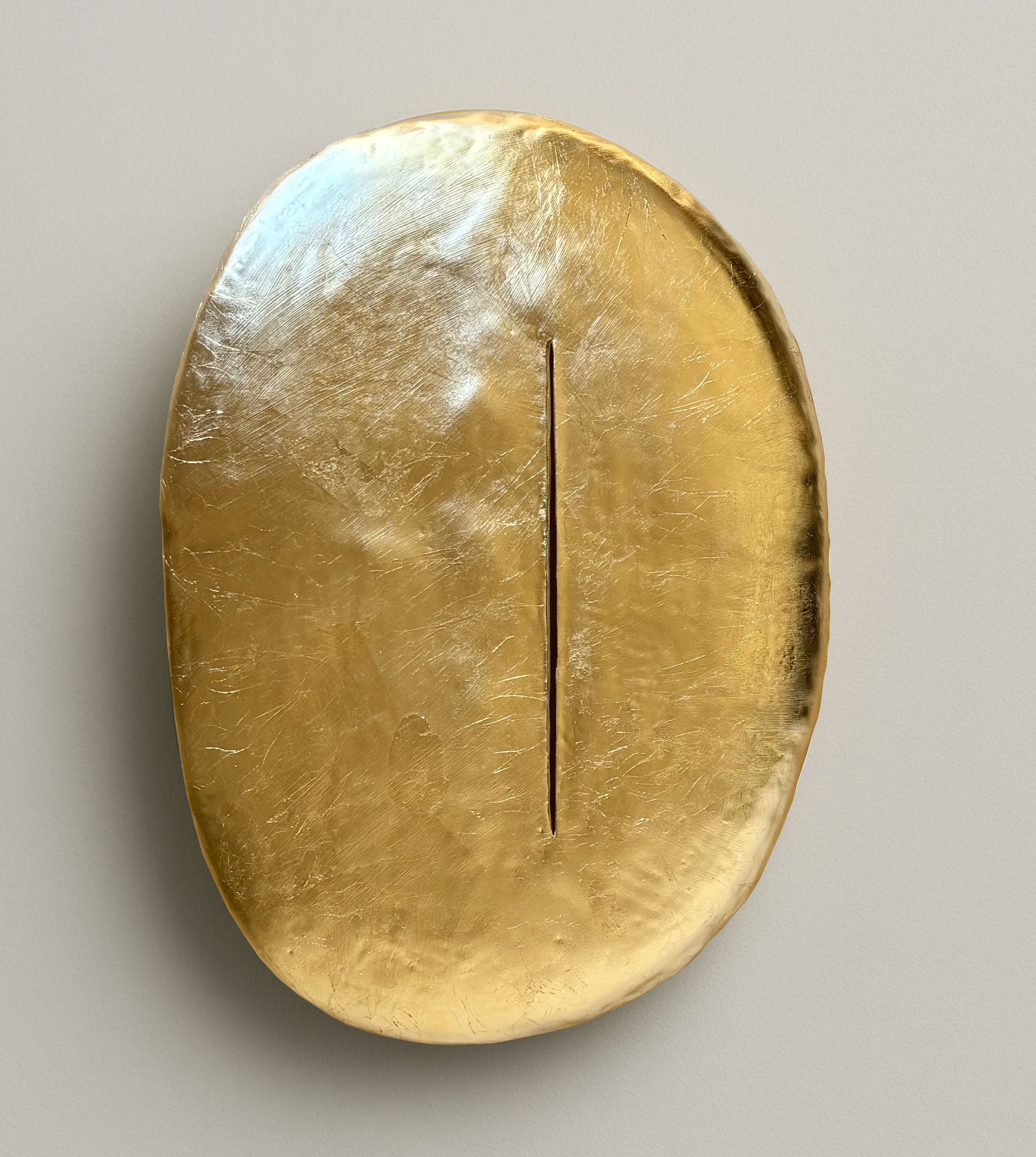 Ceramic wall sculpture covered in gold leaf, 48×32 cm