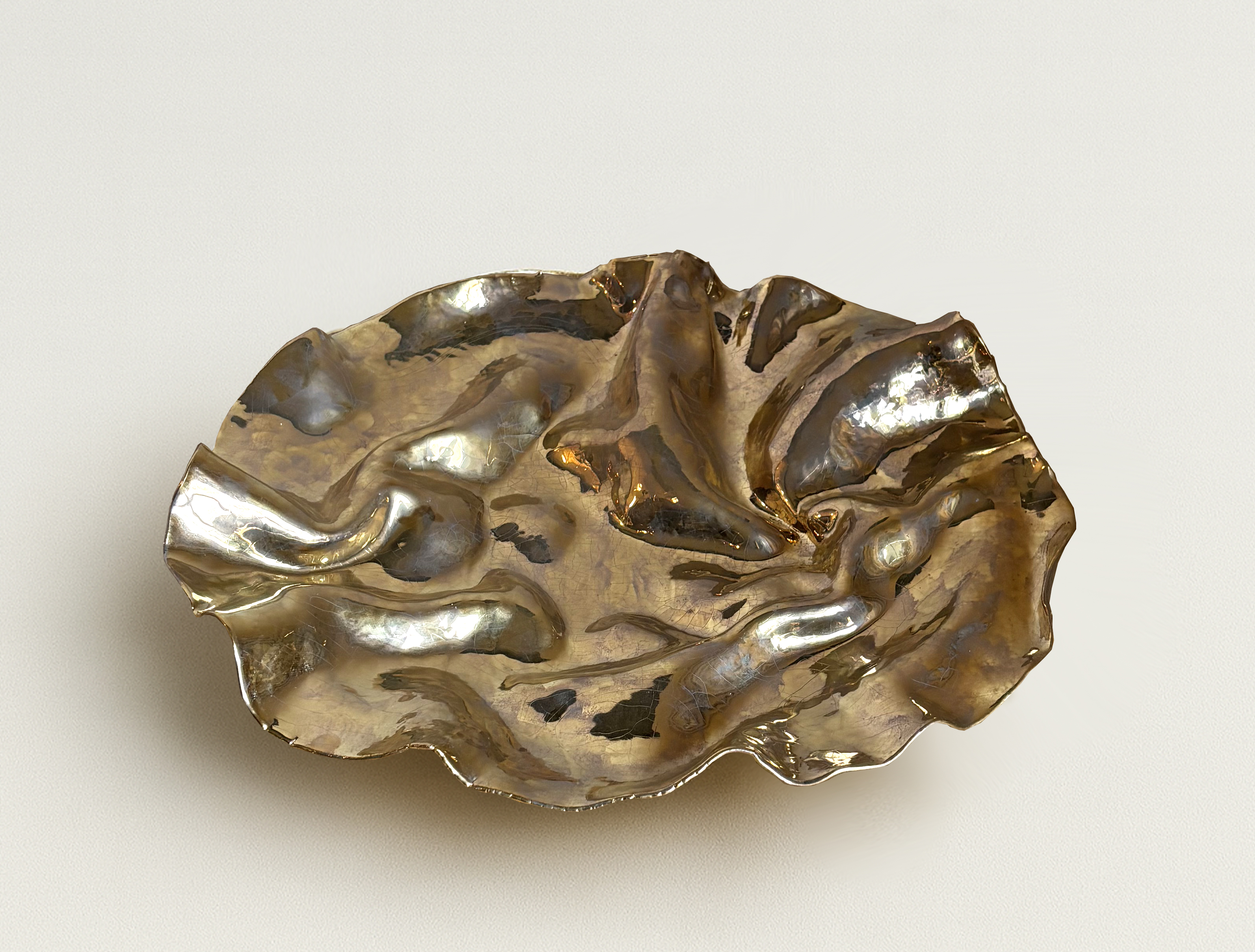 Gold-Luster Ceramic Vessel, Ø 48 cm
