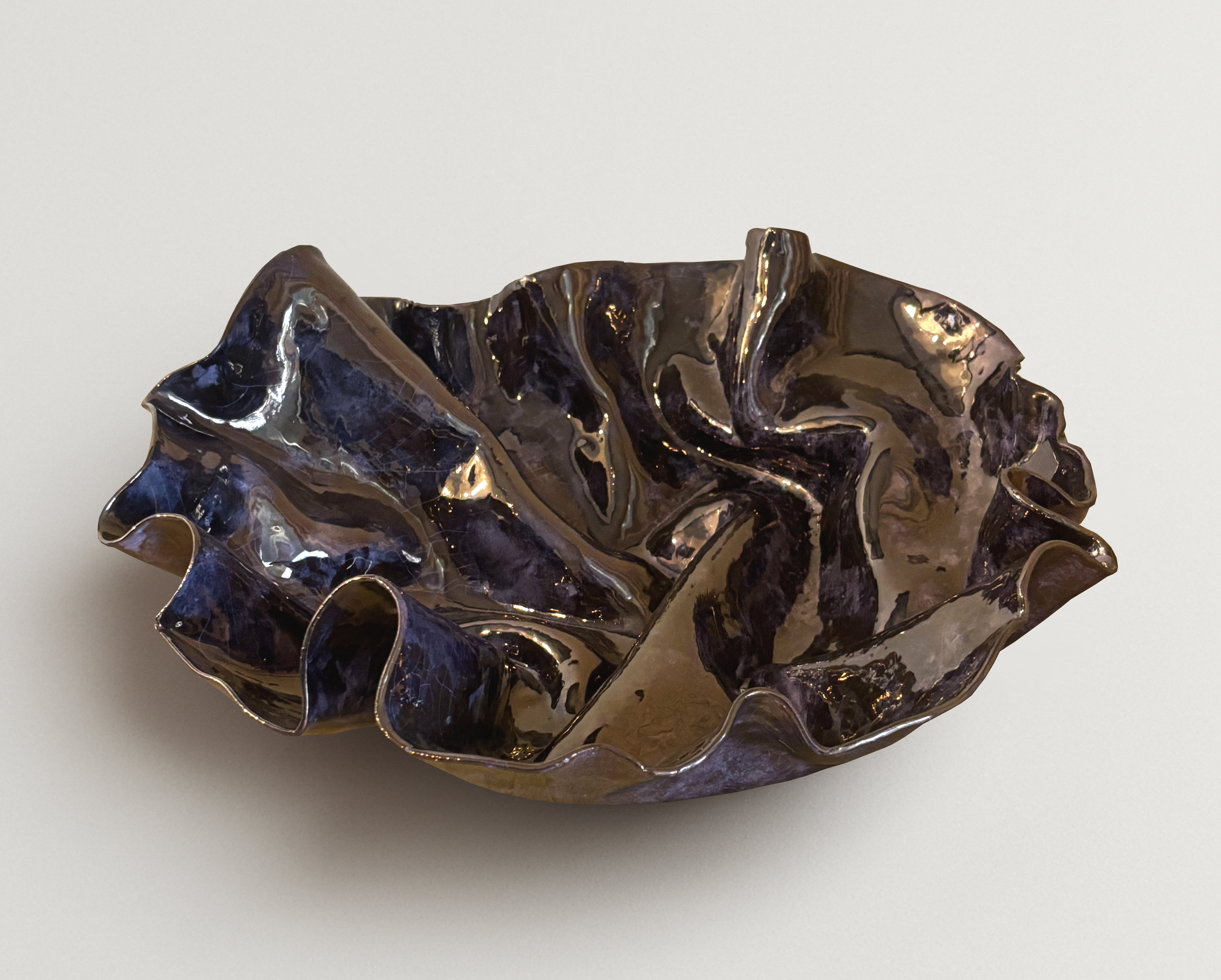 Copper-Luster Ceramic Vessel, Ø 40 cm