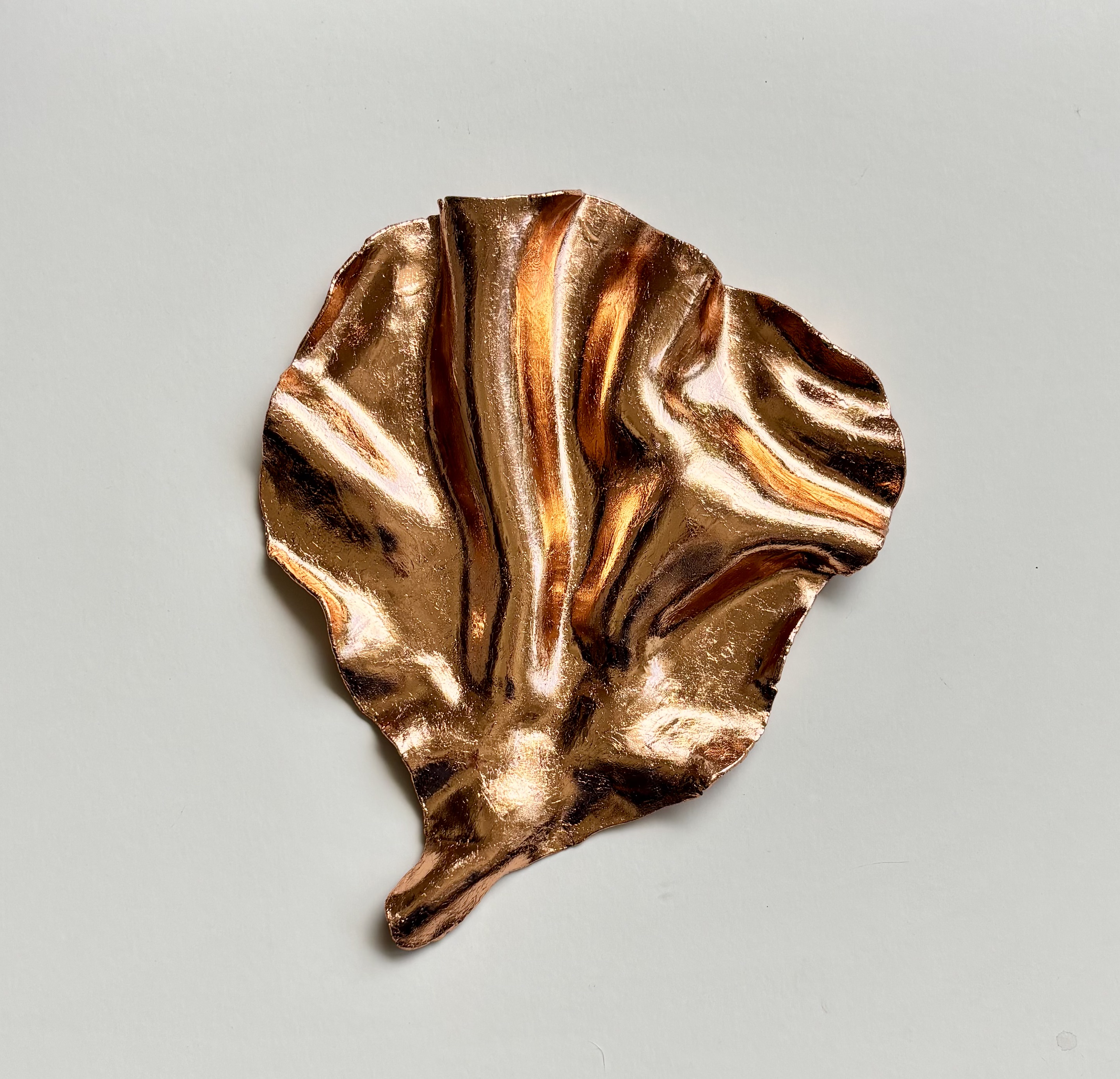 Ceramic Wall Sculpture with Copper Leaf, 35 x 41 cm