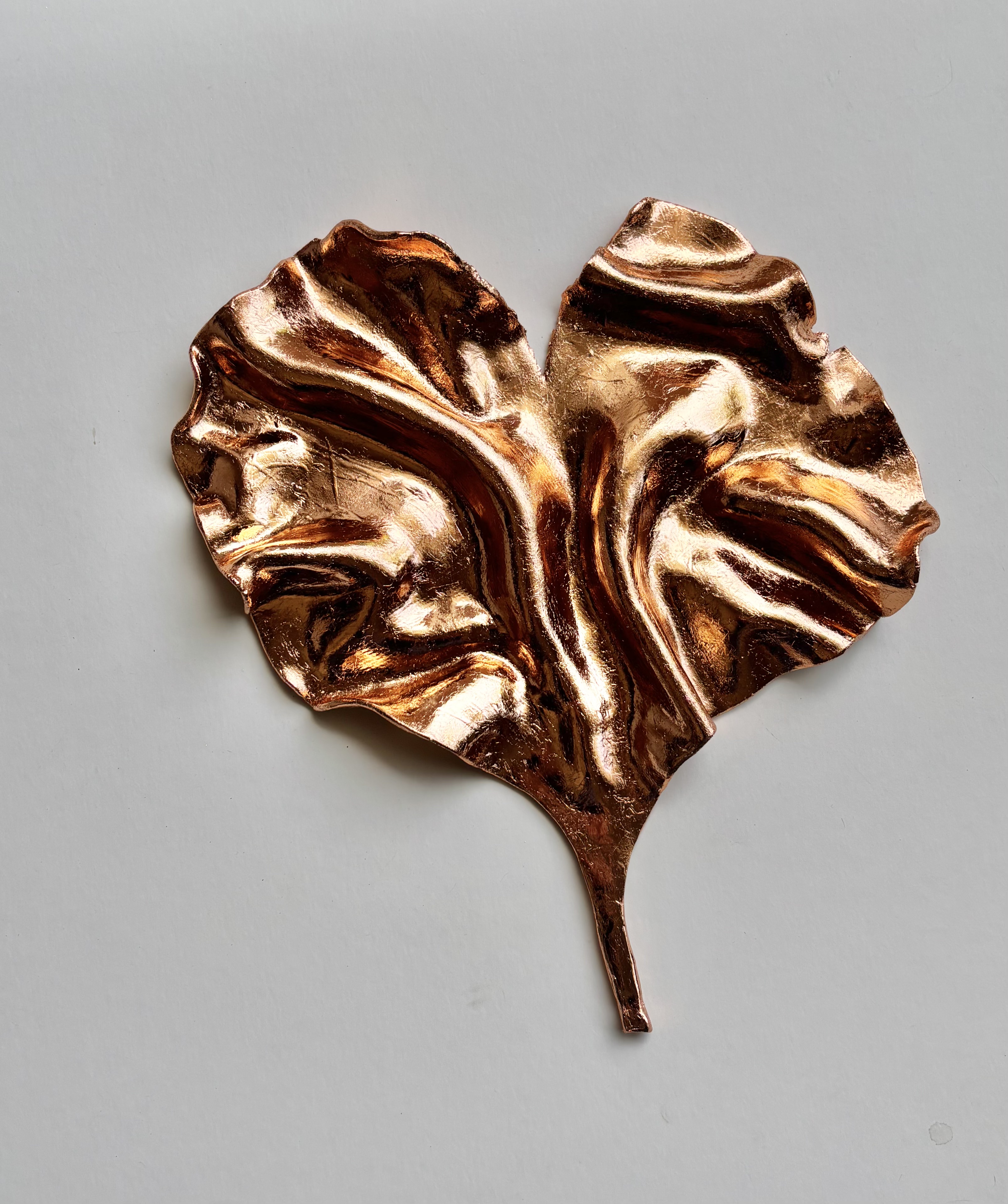 Ceramic Wall Sculpture with Copper Leaf, 38 x 48 cm