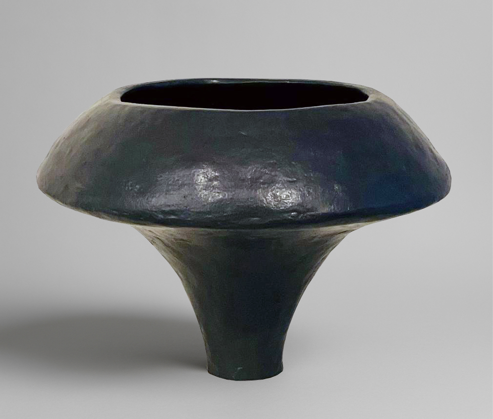 Sculptural granite-brown ceramic vase, height 48 cm